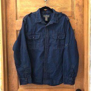 DECREE Men's Blue Button-Down Long Sleeve Shirt / 100% Cotton / XL